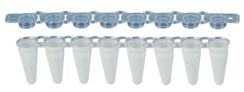 ПЦР пробирки в стрипах 0.1 мл белые, плоская крышка 